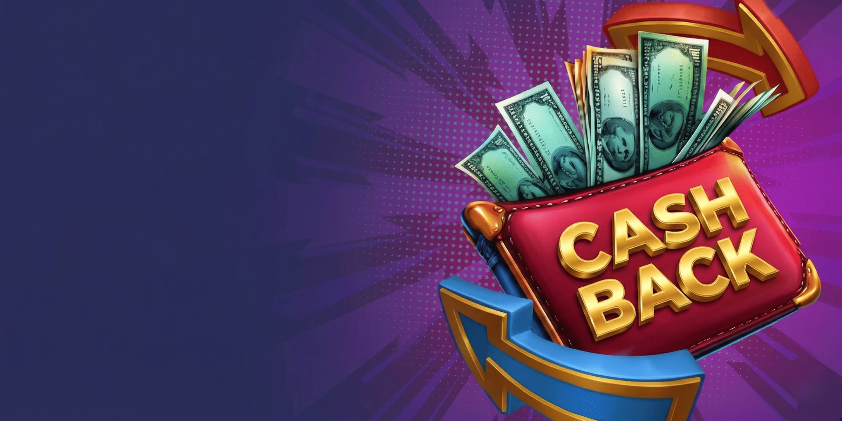 Bruno Casino cashback banner met cash back portemonnee en wekelijkse cashback tot 25 procent